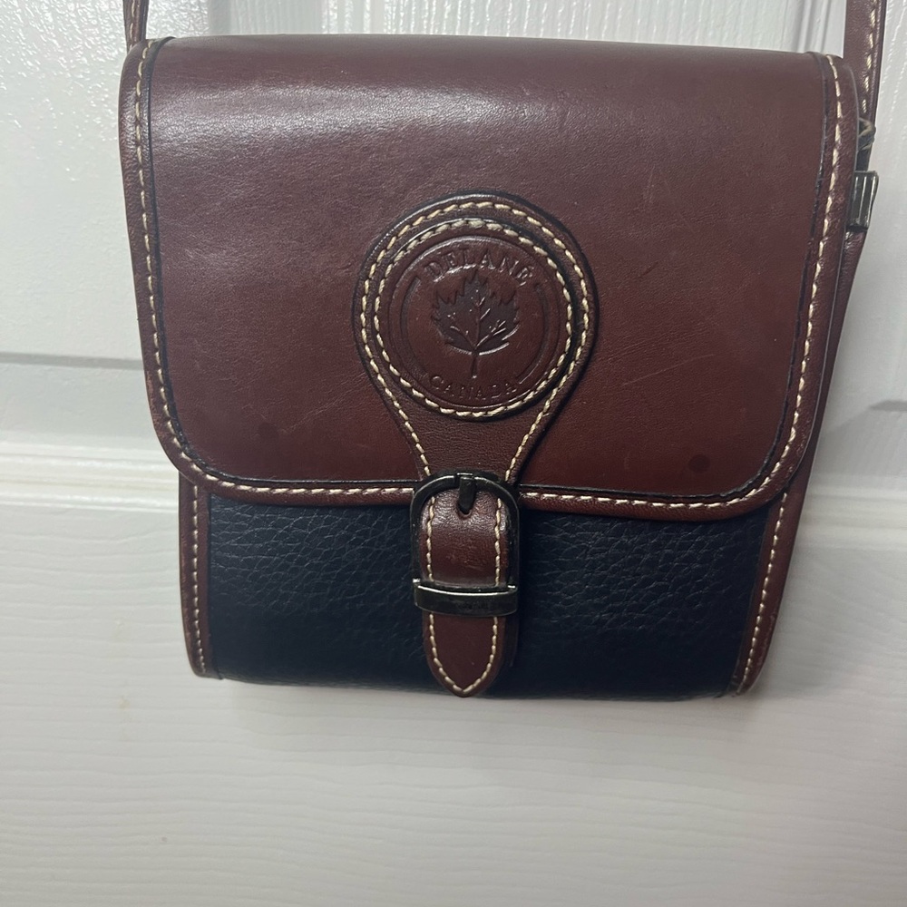 Brown and Black Leather Crossbody Bag